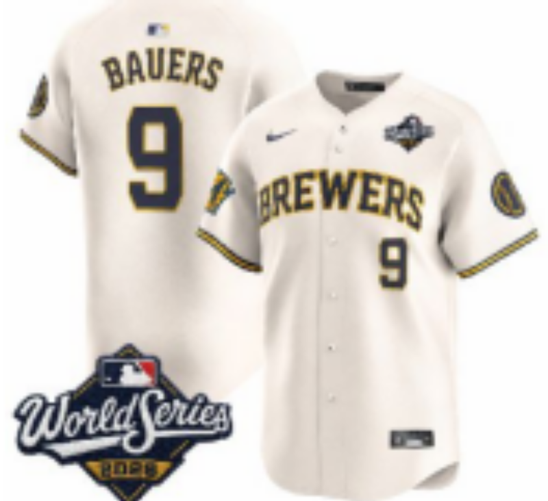 Women Milwaukee Brewers #9 Bauers cream Nike 2026 World Series jersey 1021303